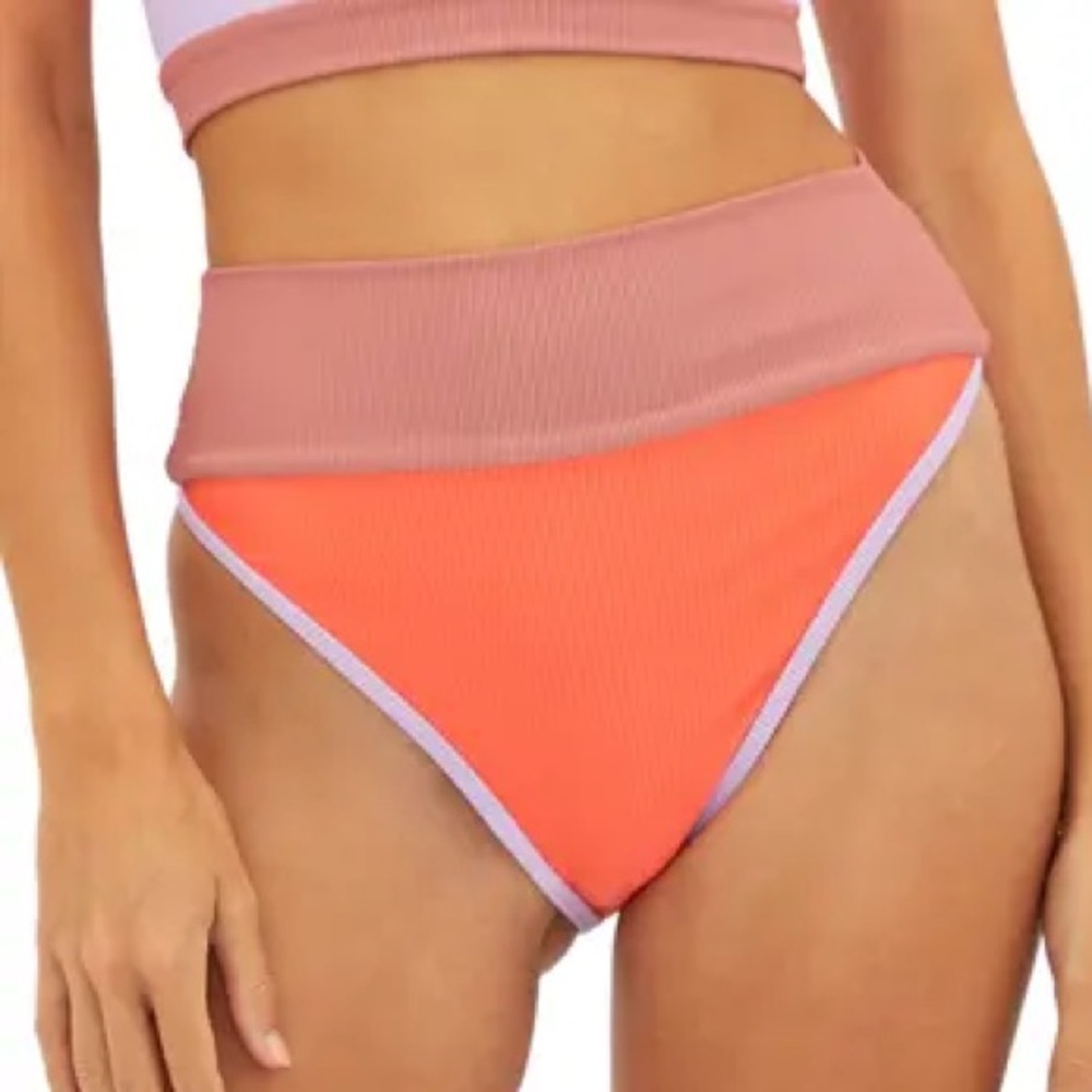 Beach Riot Emmy High Waist Colorblock Bikini Bottom
